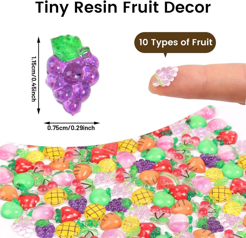 Yonseng 200pcs Mini Fruit Decor Resin Tiny Fruits for Crafts Dollhouse Miniatures Mini Resin Things for Fairy Garden Micro Landscaping Decoration Home Decor, 10 Types(Fruits) - Image 3